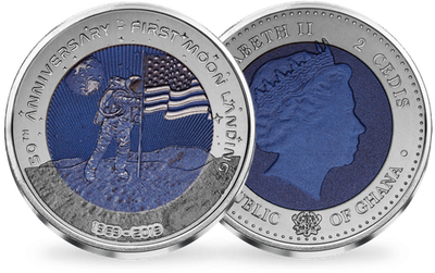 Monnaie en titane «50ème anniversaire de l'atterrissage sur la Lune»